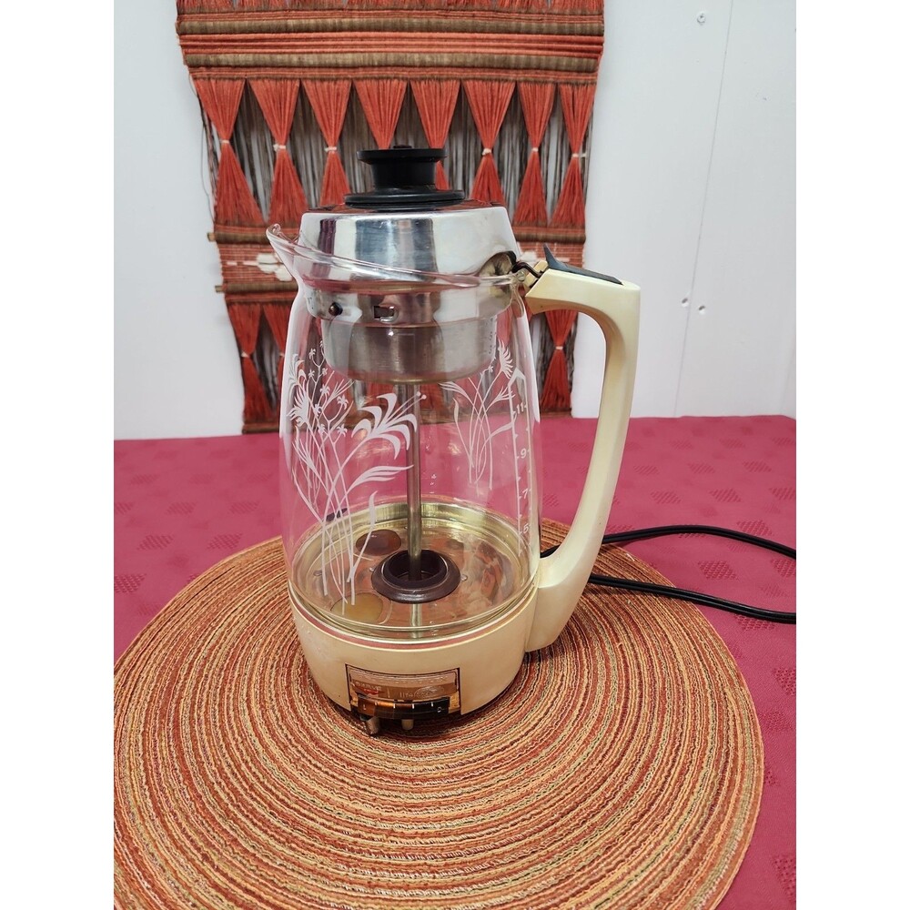 MCM Proctor Silex Percolator #70101 Complete Tested Working 1960s Atomic Flowers